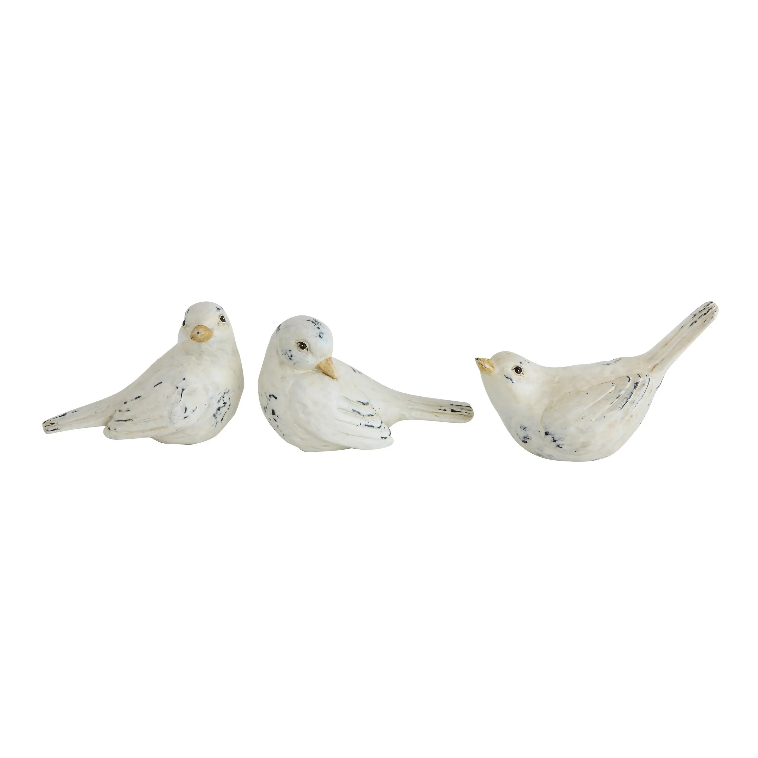 Distressed White Resin Bird