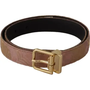 Dolce & Gabbana Chic Rose Pink Leather Belt with Logo Buckle