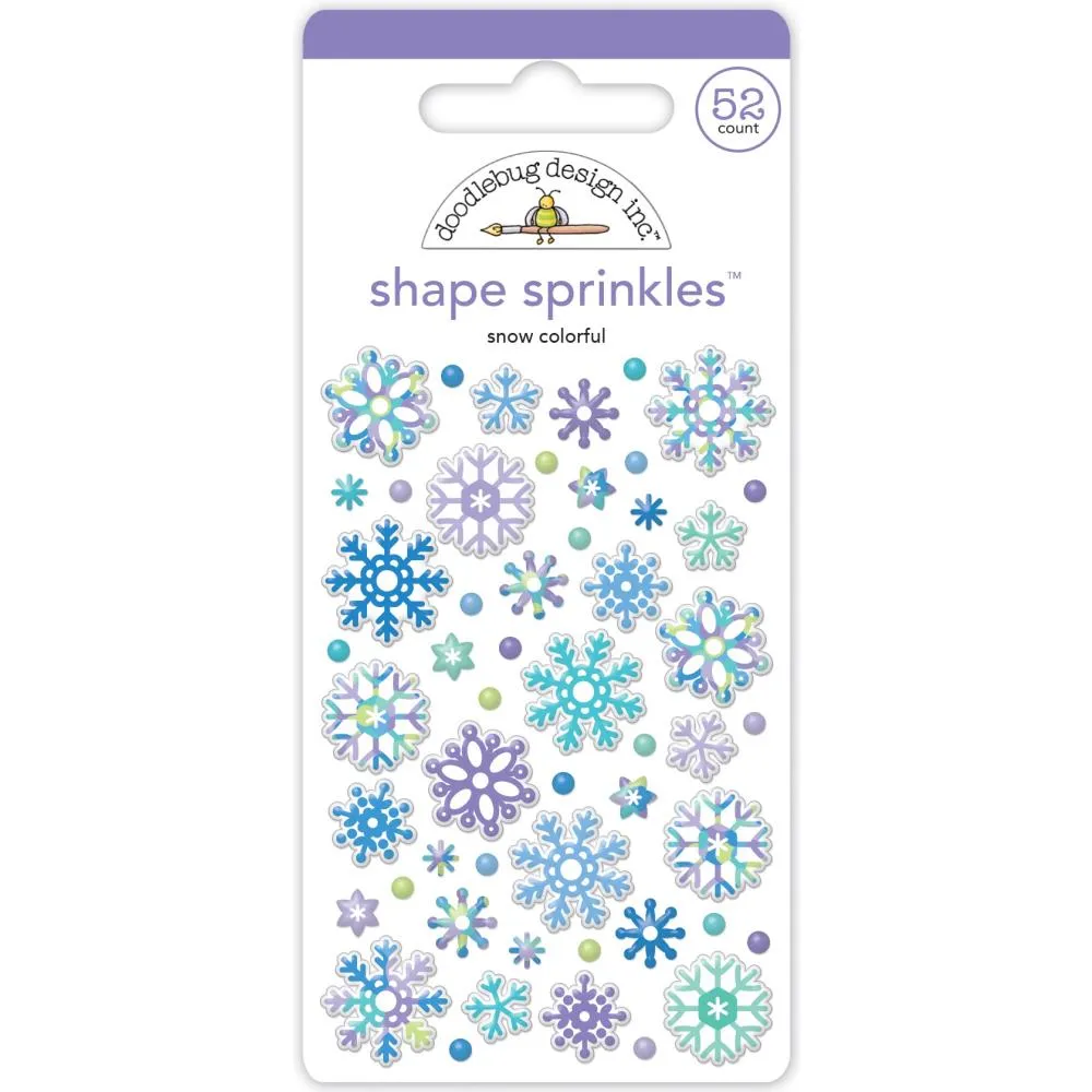 Doodlebug Sprinkles Adhesive Enamel Shapes Snow Colorful*