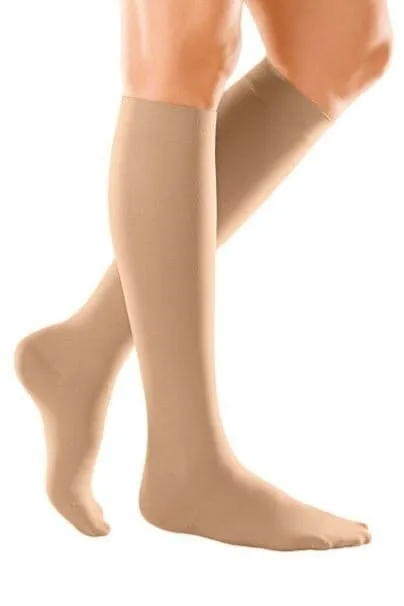 Duomed Soft Class 2 Below Knee Compression Stockings Closed Toe Sand XXL