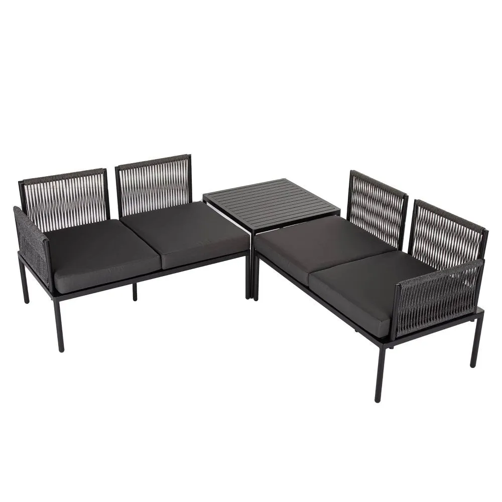 Durable 4-Seater Rope Outdoor Lounge Set with Cushions