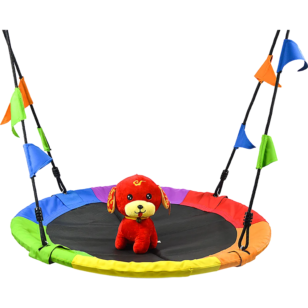 Durable Multi-Color Rainbow Round Tree Swing, 1m, 220kg Capacity