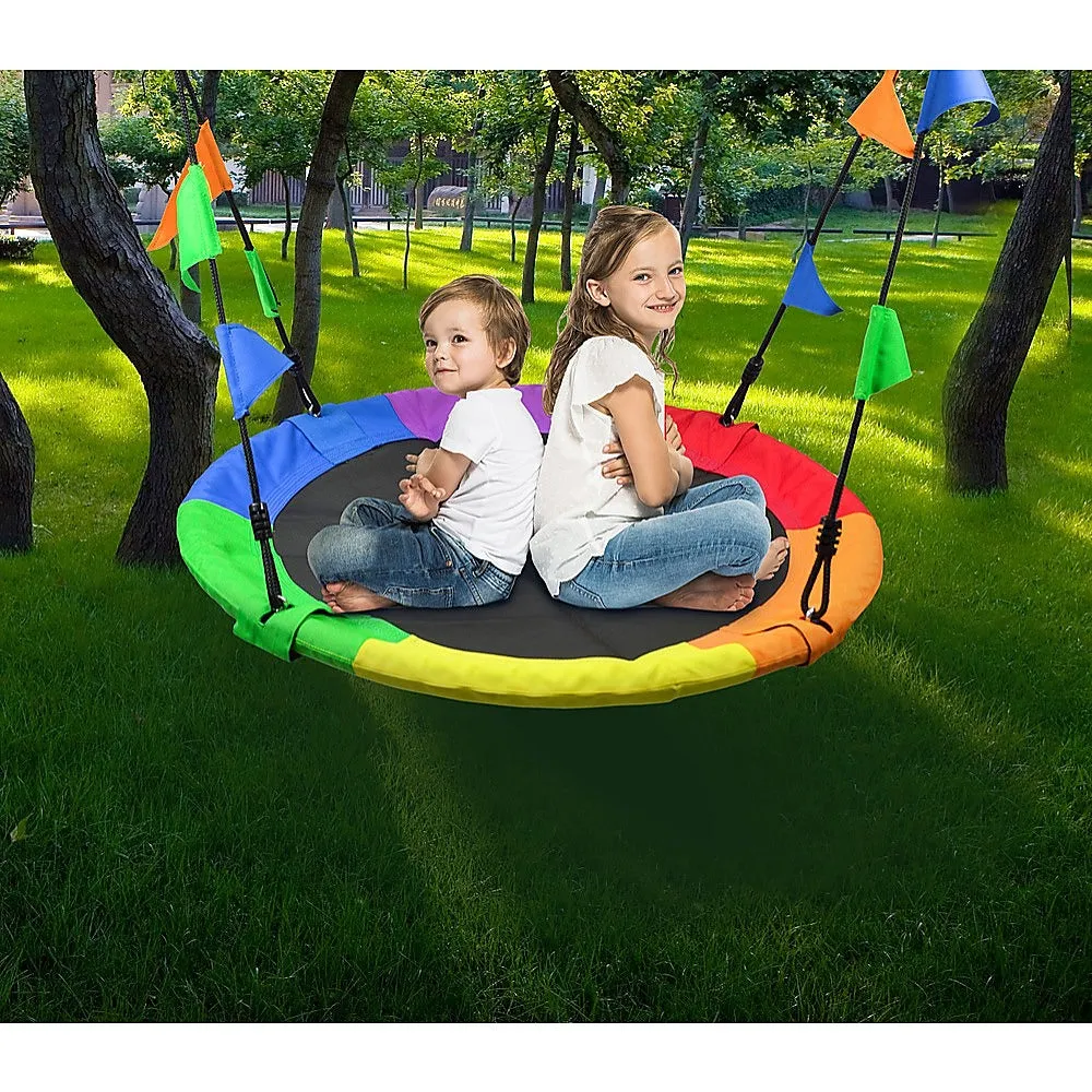 Durable Multi-Color Rainbow Round Tree Swing, 1m, 220kg Capacity