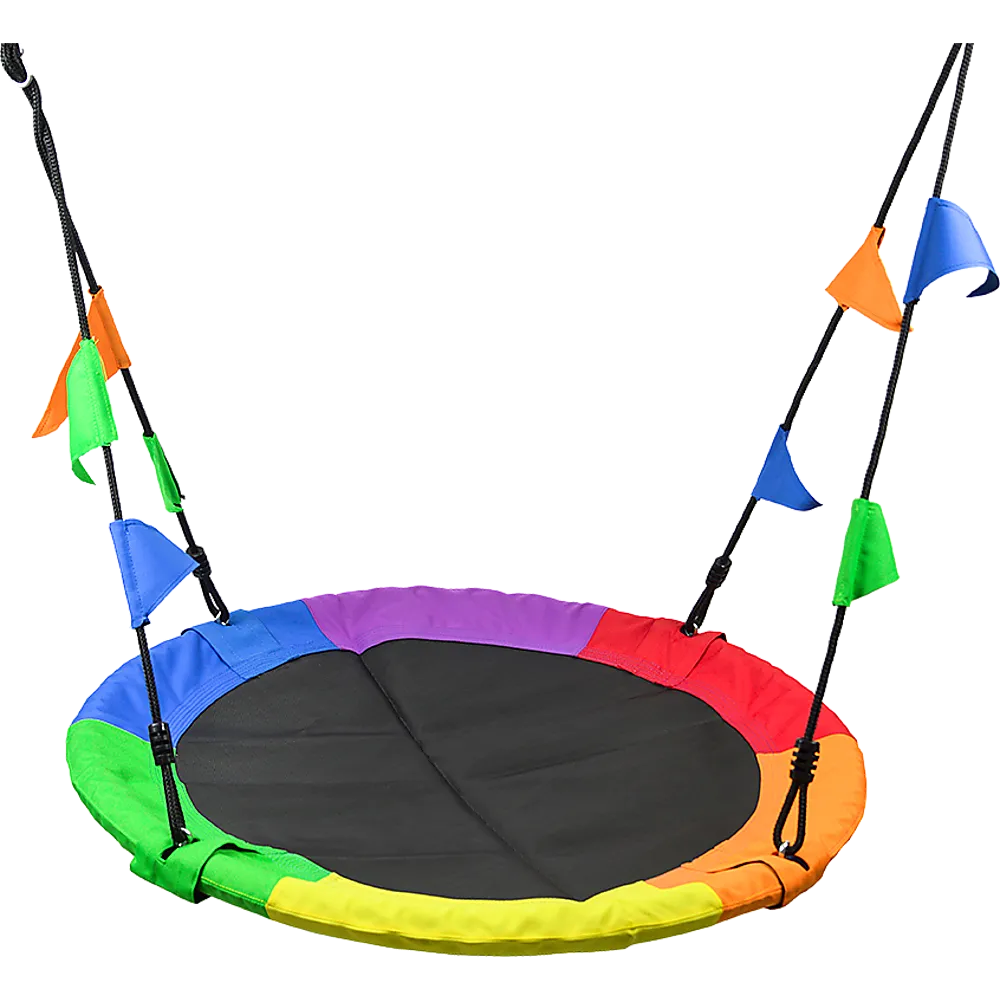 Durable Multi-Color Rainbow Round Tree Swing, 1m, 220kg Capacity