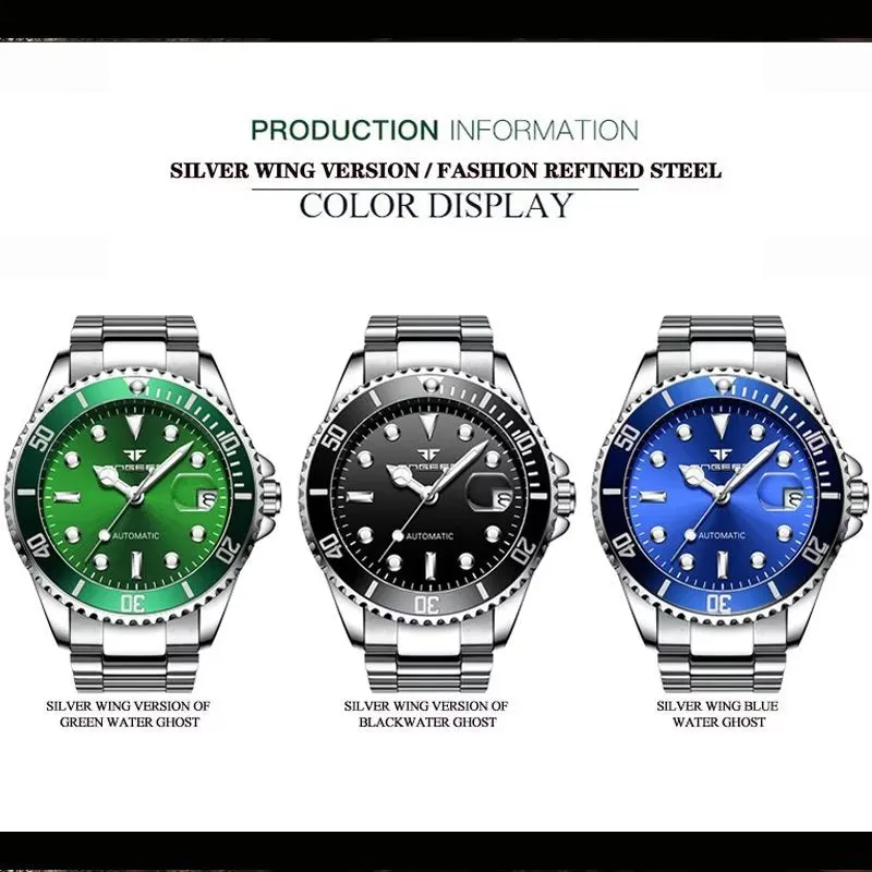 Elegant Crystal Glass Automatic Mechanical Watch