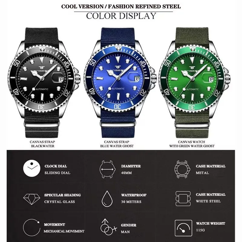 Elegant Crystal Glass Automatic Mechanical Watch