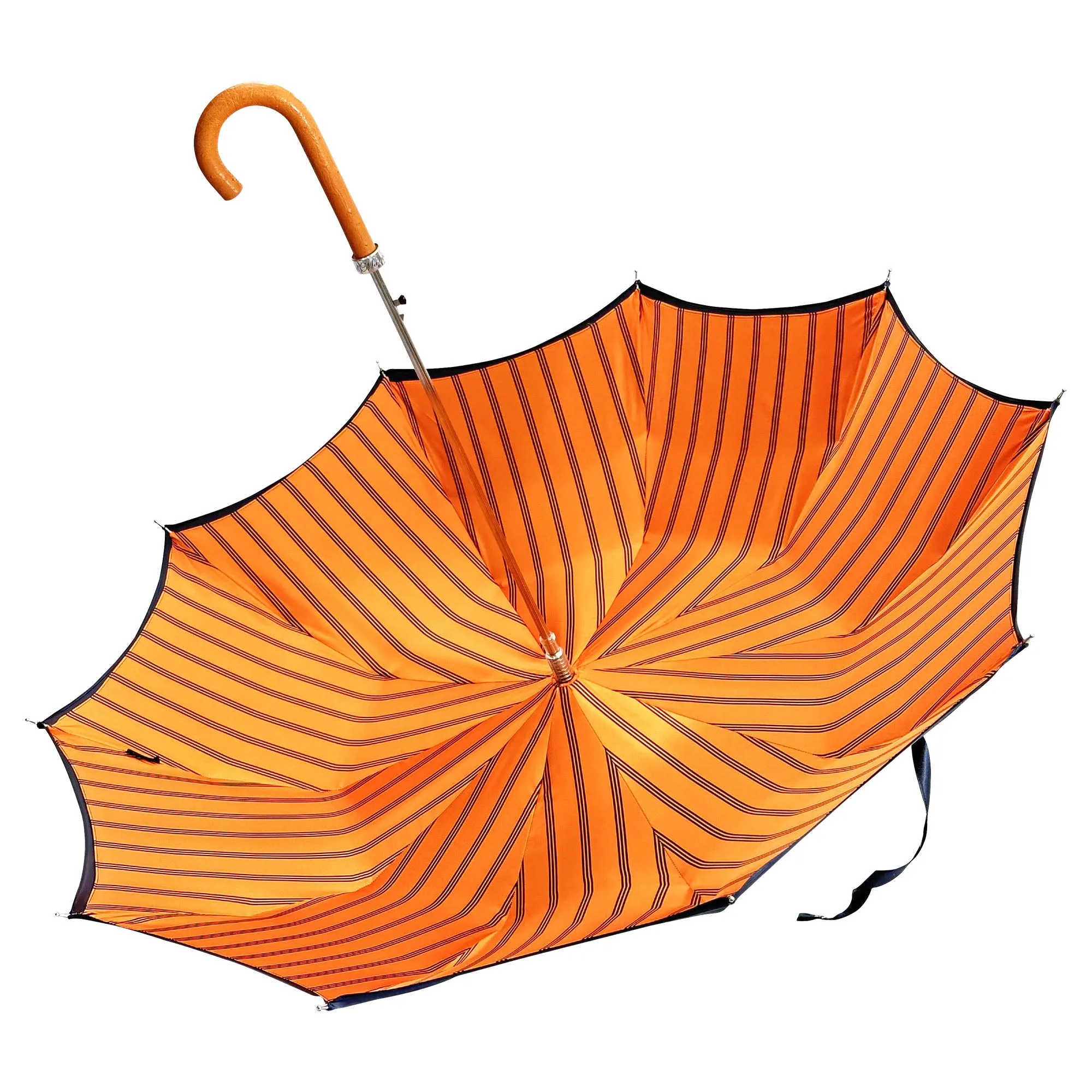 Elegant Man's umbrella with orange ostrich leather handle