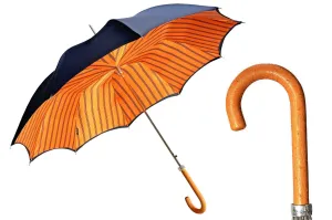 Elegant Man's umbrella with orange ostrich leather handle