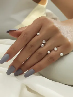 Fashionable And Elegant Faux Pearl Ring Set