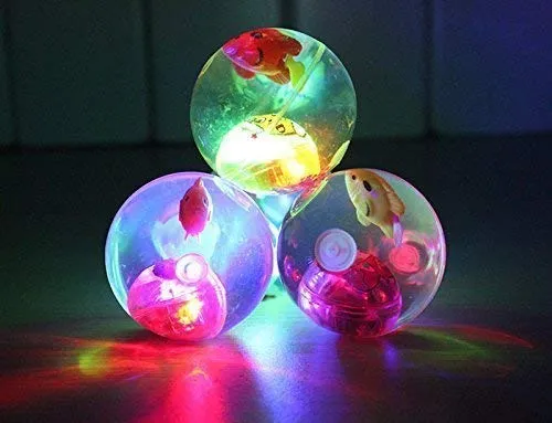 FAVELA® Led Flashing Luminous Ball 55mm Rubber Bouncing Anti-Stress Light Gift Fun Toys for Children(Pack of 3) (Multi) - Standard Size