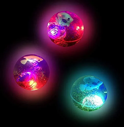 FAVELA® Led Flashing Luminous Ball 55mm Rubber Bouncing Anti-Stress Light Gift Fun Toys for Children(Pack of 3) (Multi) - Standard Size