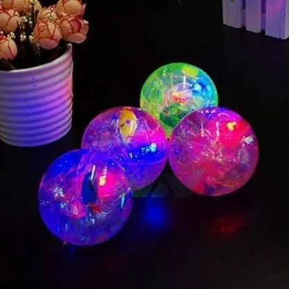 FAVELA® Led Flashing Luminous Ball 55mm Rubber Bouncing Anti-Stress Light Gift Fun Toys for Children(Pack of 3) (Multi) - Standard Size