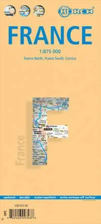 France Folded Travel Map (15th Edition) by Borch Map (2016)