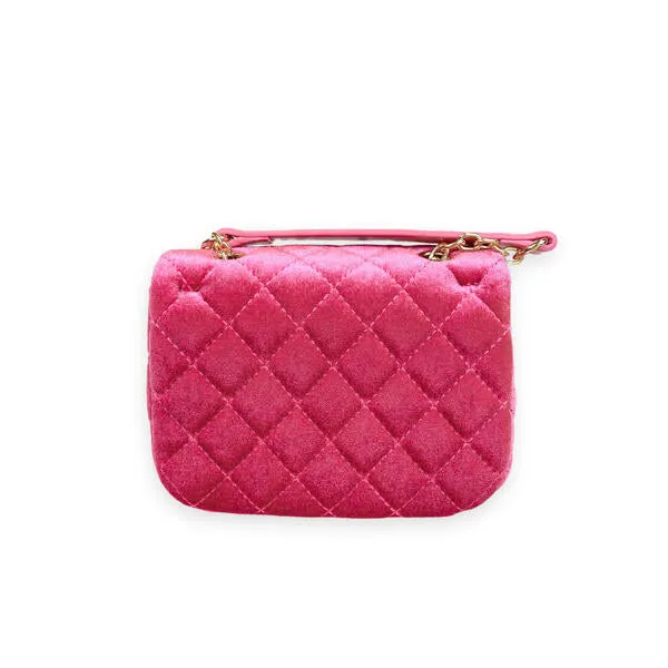 Fuchsia Colorful Gems Velvet Quilted Purse