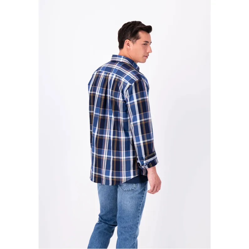 Fynch-Hatton Supersoft Cotton Checked Shirt 13087020 Navy