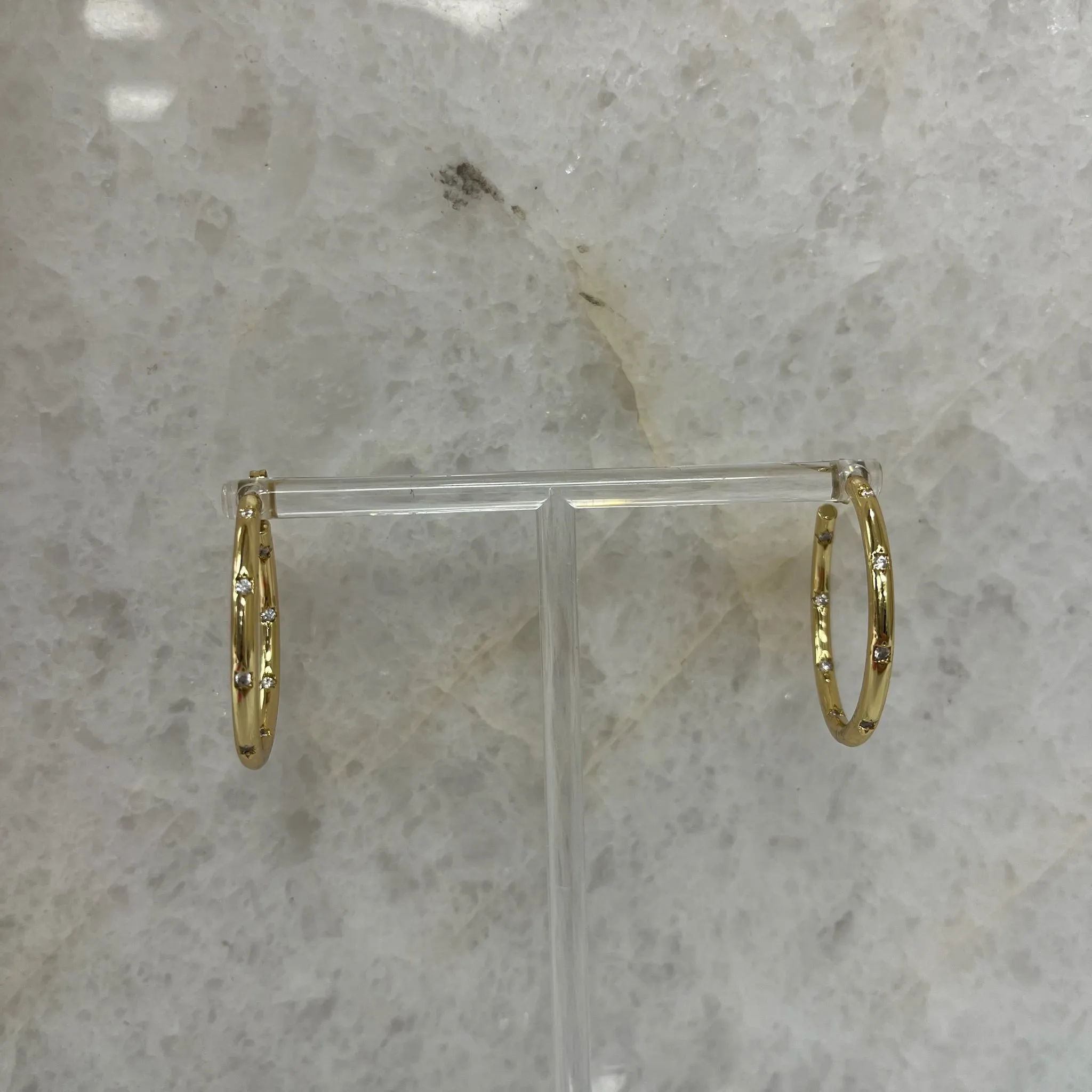 Gemstone Gold Hoops