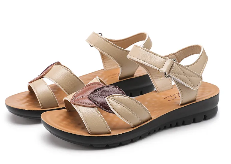 Genuine Leather Comfortable Soft Flat Non-slip Sandals