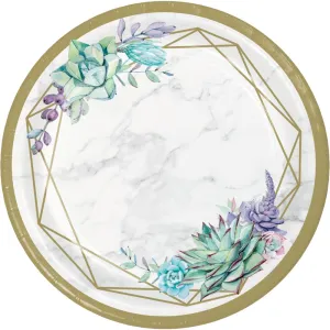 Geometric Succulents Banquet Paper Plates 9" | 16ct