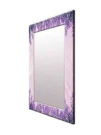 Glass Mirror for wash Basin Stylish Mirror Violet Flowers washroom Bathroom Mirror (24 * 48 inch)