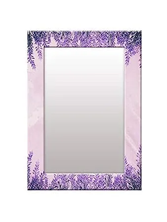 Glass Mirror for wash Basin Stylish Mirror Violet Flowers washroom Bathroom Mirror (24 * 48 inch)