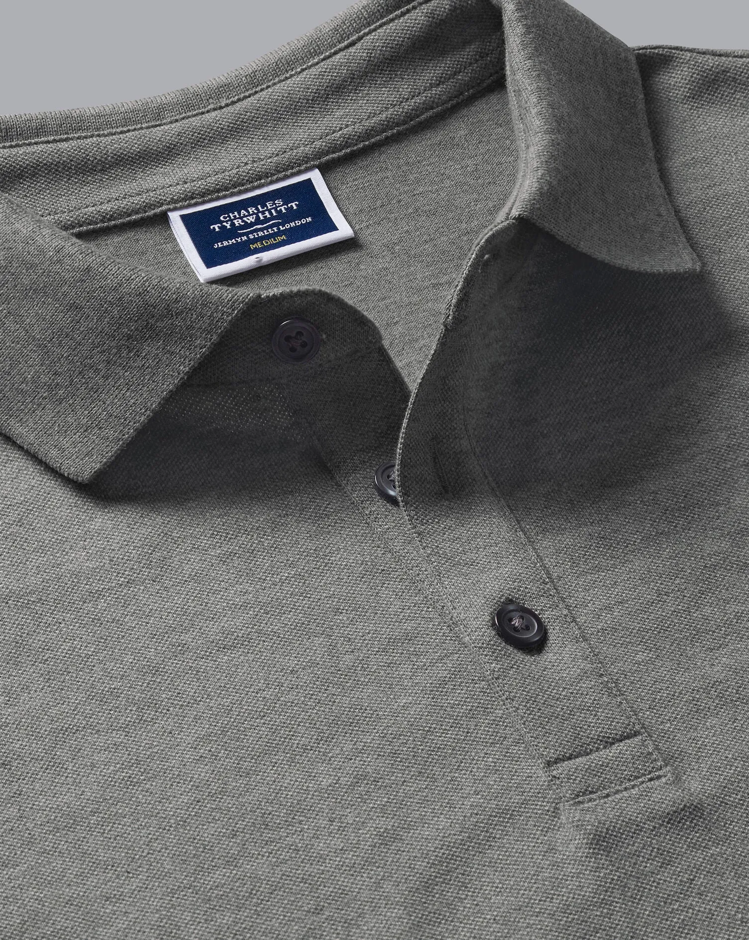 GREY MARL SHORT SLEEVE COTTON TYRWHITT PIQUE POLO