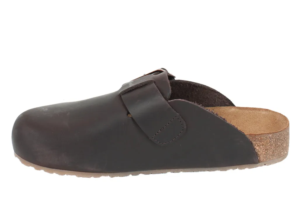 Haflinger Leather Clogs Porto Brown