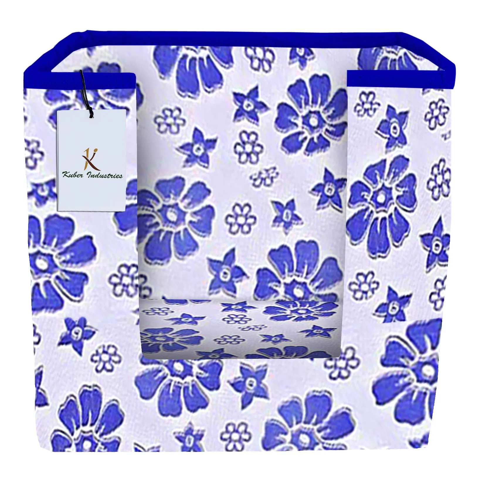 Heart Home Flower Printed 6 Piece Non Woven Shirt Stacker Cloth Organizer for Storage, (Royal Blue) - CTHH018333