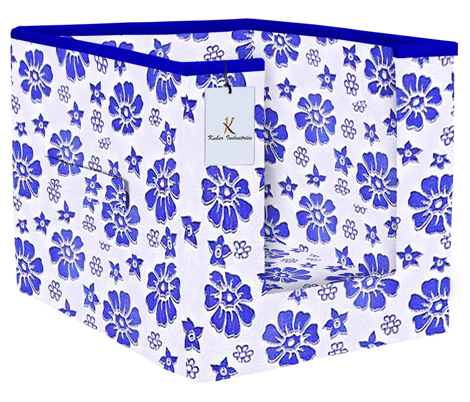 Heart Home Flower Printed 6 Piece Non Woven Shirt Stacker Cloth Organizer for Storage, (Royal Blue) - CTHH018333