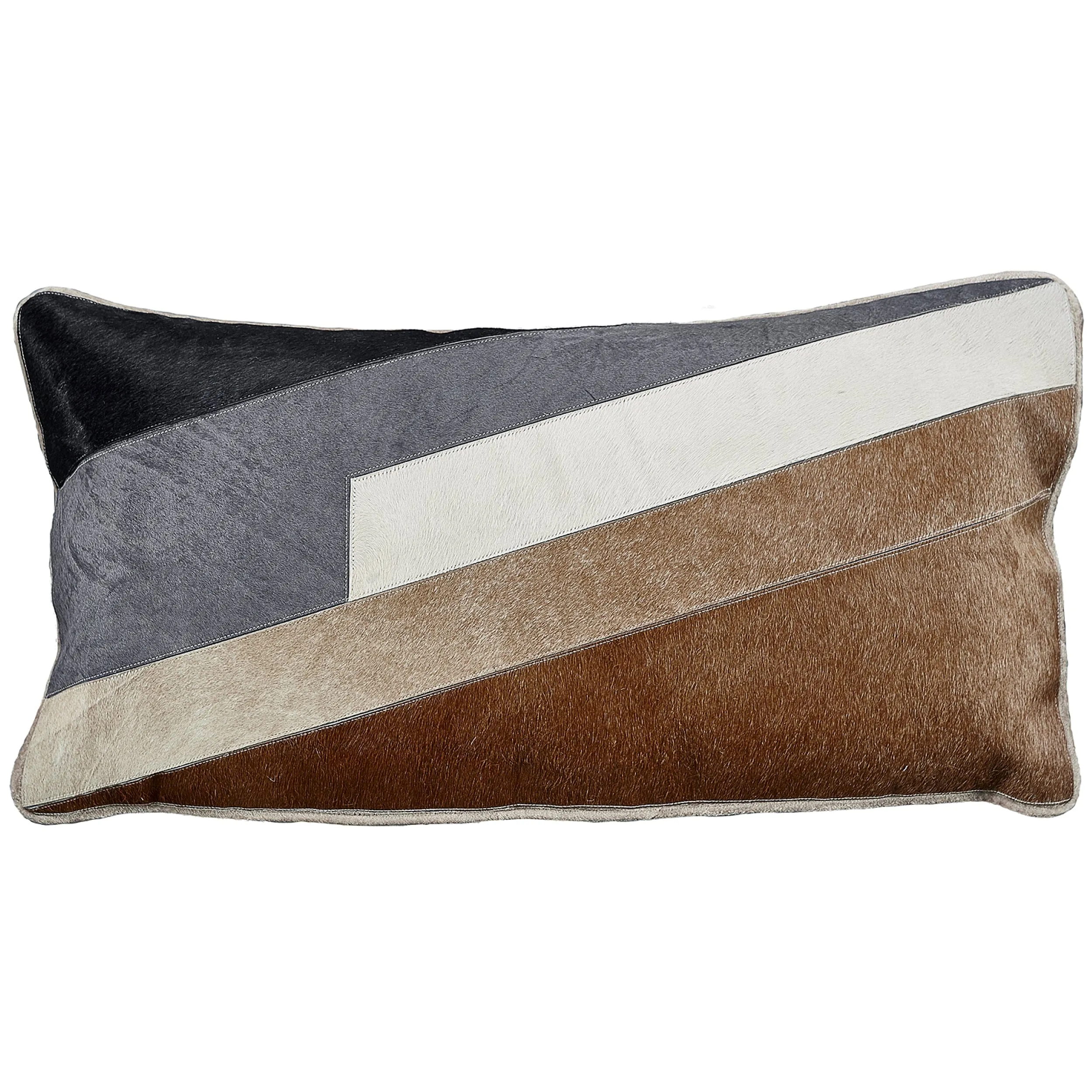 Hide on Sand Velvet Pillow, Tan/Cream/Teal/Indigo