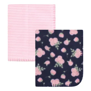 Hudson Baby Fleece Blankets, Navy Rose