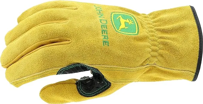 John Deere Split Cowhide Leather Drivers Gloves