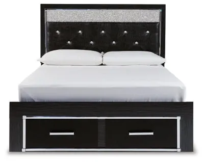 Kaydell Queen Upholstered Panel Storage Platform Bed with Mirrored Dresser, Chest and Nightstand