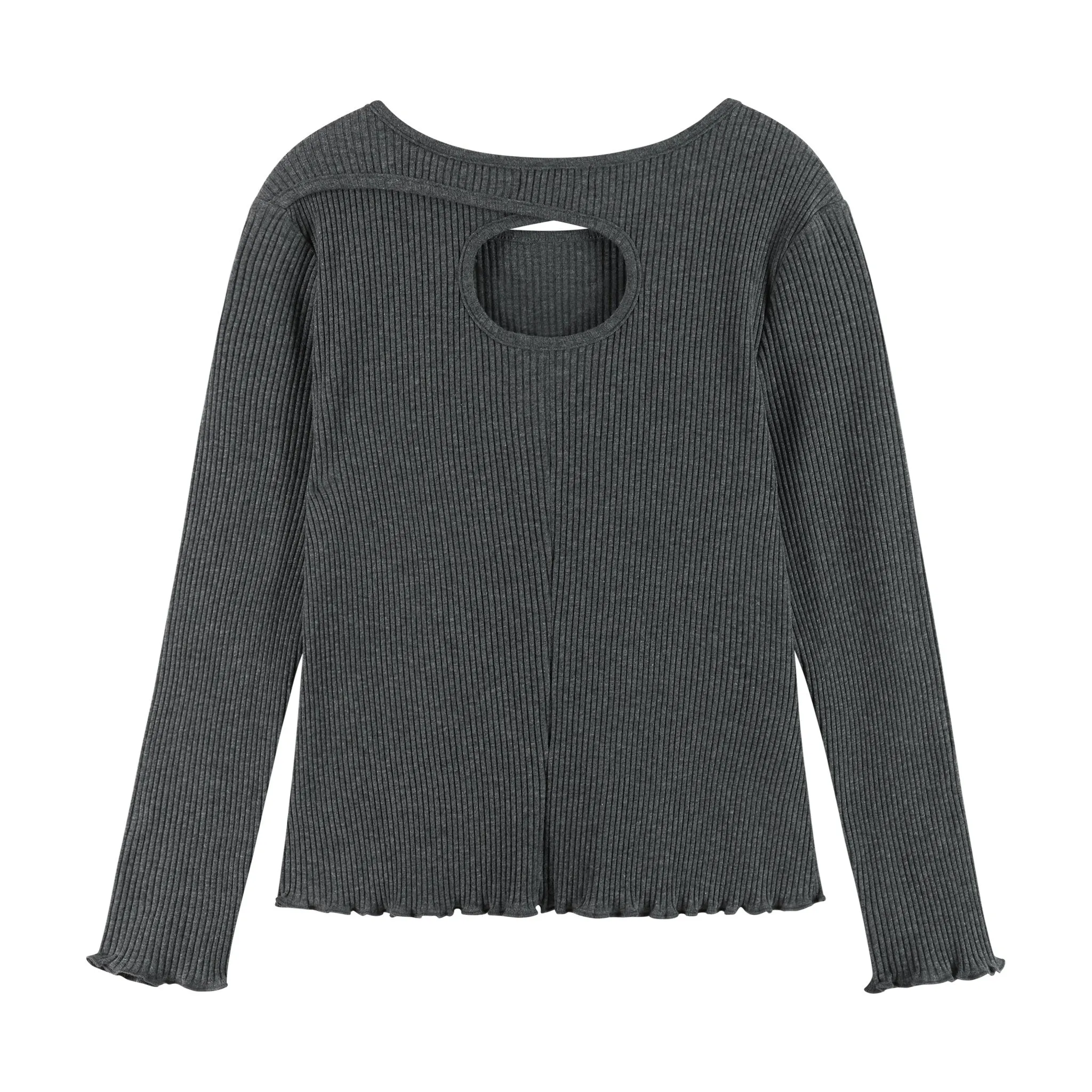 Kids Girls (7-16) Long Sleeve Rib Knit Top | Grey