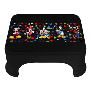 Kuber Industries Disney Team Mickey Print Bathroom Stool|Durable Plastic Stool for Kitchen|Stool for Kids|Patla for Toilet (Black)