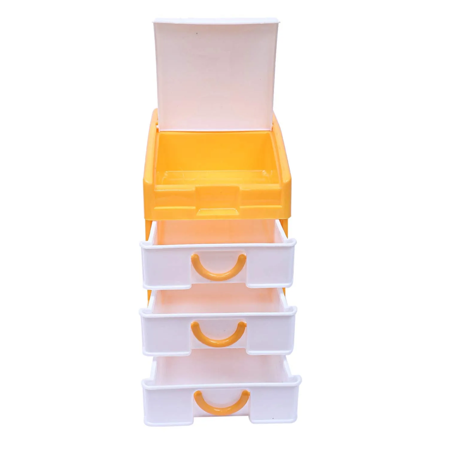 Kuber Industries Plastic 2 Pieces Four Layer Drawer Storage Cabinet Box (Yellow & Green)-CTKTC13158