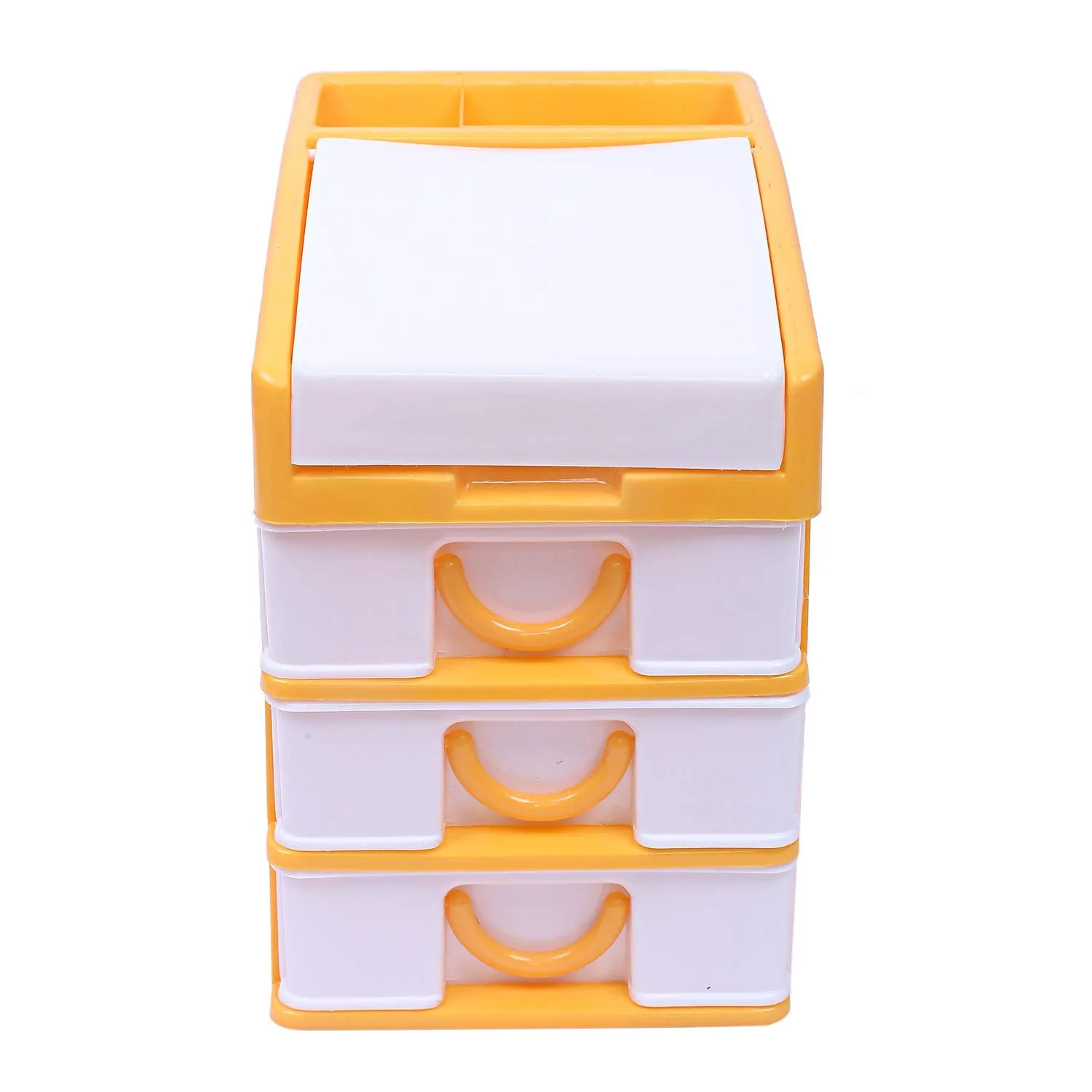 Kuber Industries Plastic 2 Pieces Four Layer Drawer Storage Cabinet Box (Yellow & Green)-CTKTC13158