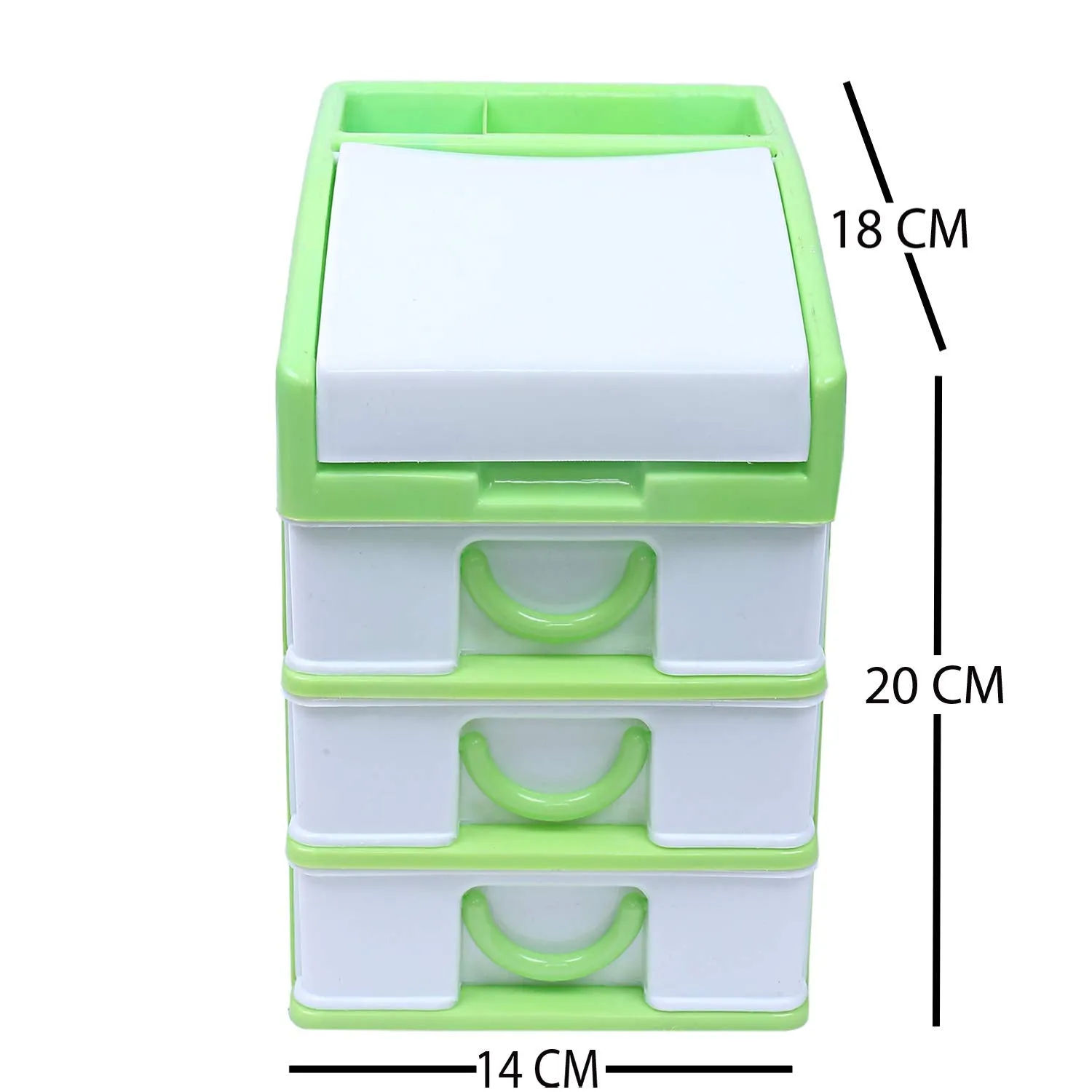 Kuber Industries Plastic 2 Pieces Four Layer Drawer Storage Cabinet Box (Yellow & Green)-CTKTC13158