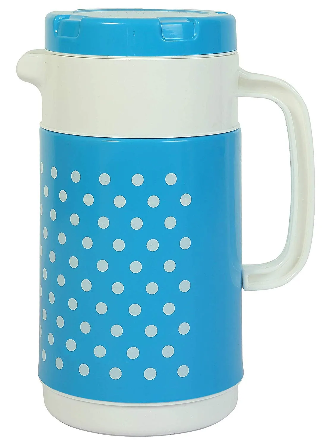 Kuber Industries Polka Dots Design 2 Pieces Insulated Orchid Tuff Jug Flask 1500 ML (Pink & Blue)