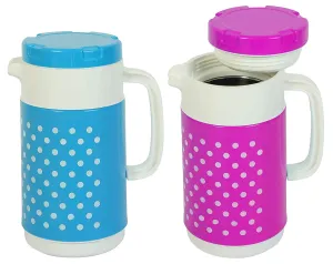 Kuber Industries Polka Dots Design 2 Pieces Insulated Orchid Tuff Jug Flask 1500 ML (Pink & Blue)