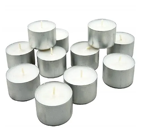 Kuber Selection 7-8 Hours Pack of 90 Pcs Long Burning Unscented Tea Light Candles, Smokeless Paraffin Tea Candles for Home, Pool, Shabbat,Weddings & Emergencies (Pack of 90 Pcs 7-8 Hours, White)