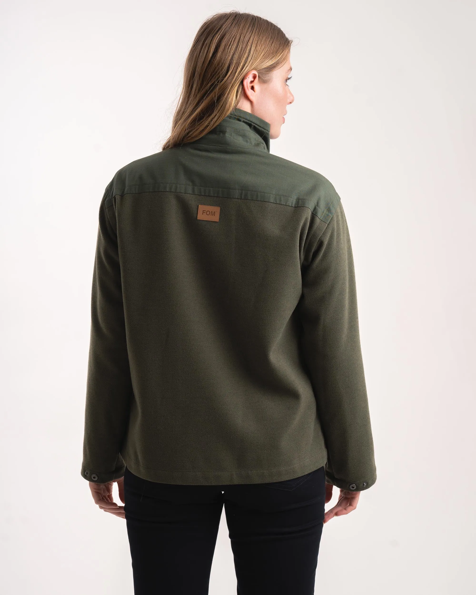 Ladies Melton Button Jacket - Bottle Green