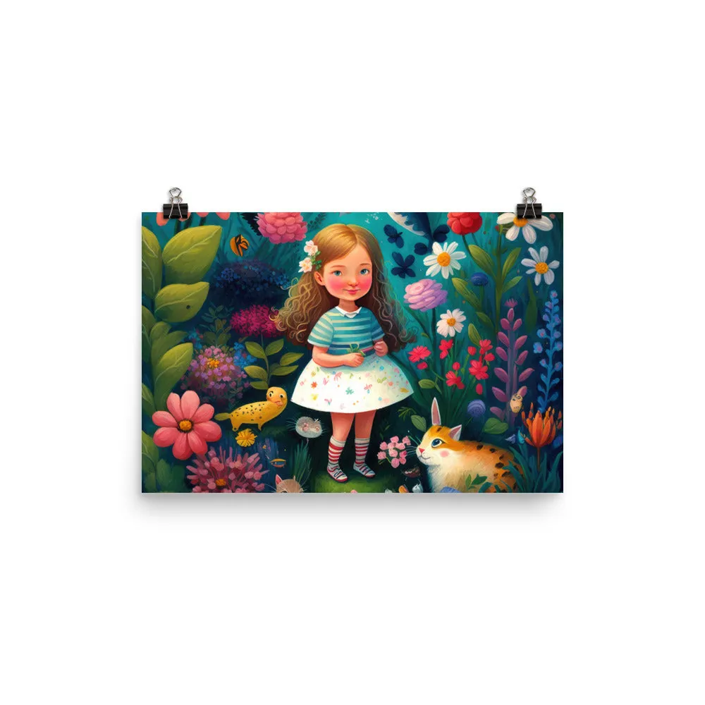 Little Girl in the Colorful Garden