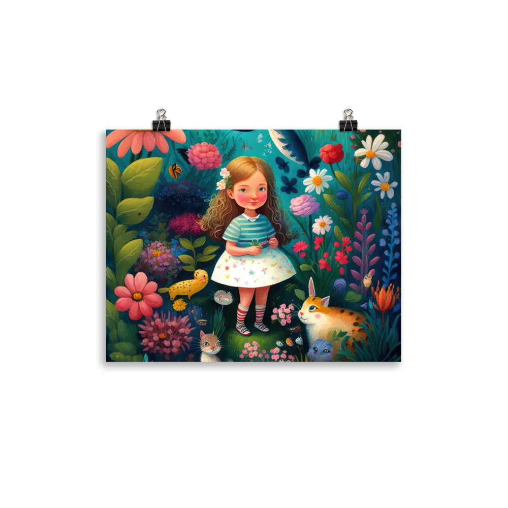 Little Girl in the Colorful Garden