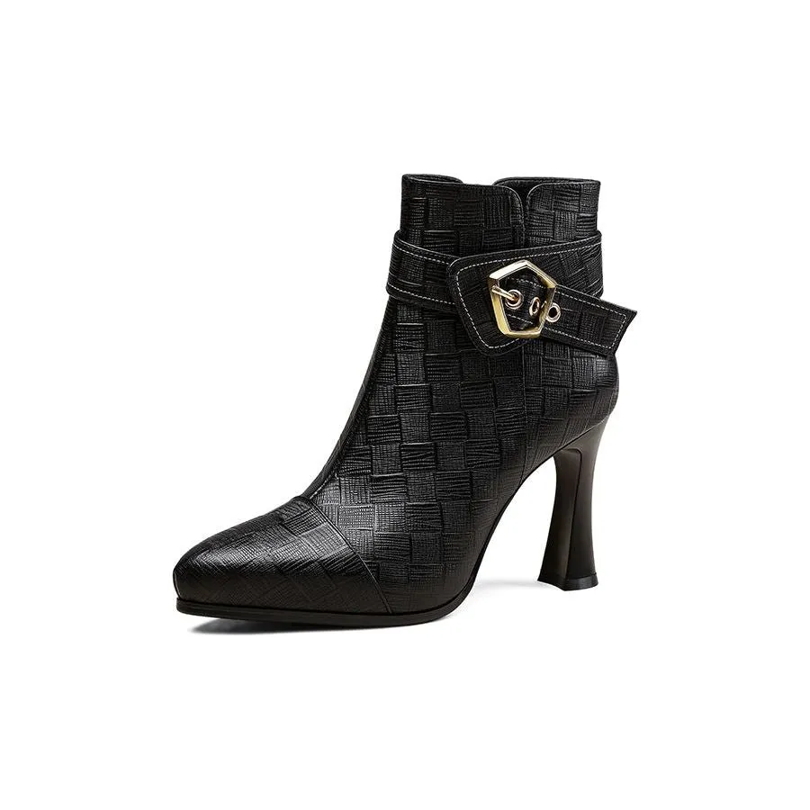 LuxeLeather Chic High Heeled Boots