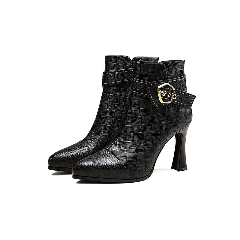 LuxeLeather Chic High Heeled Boots