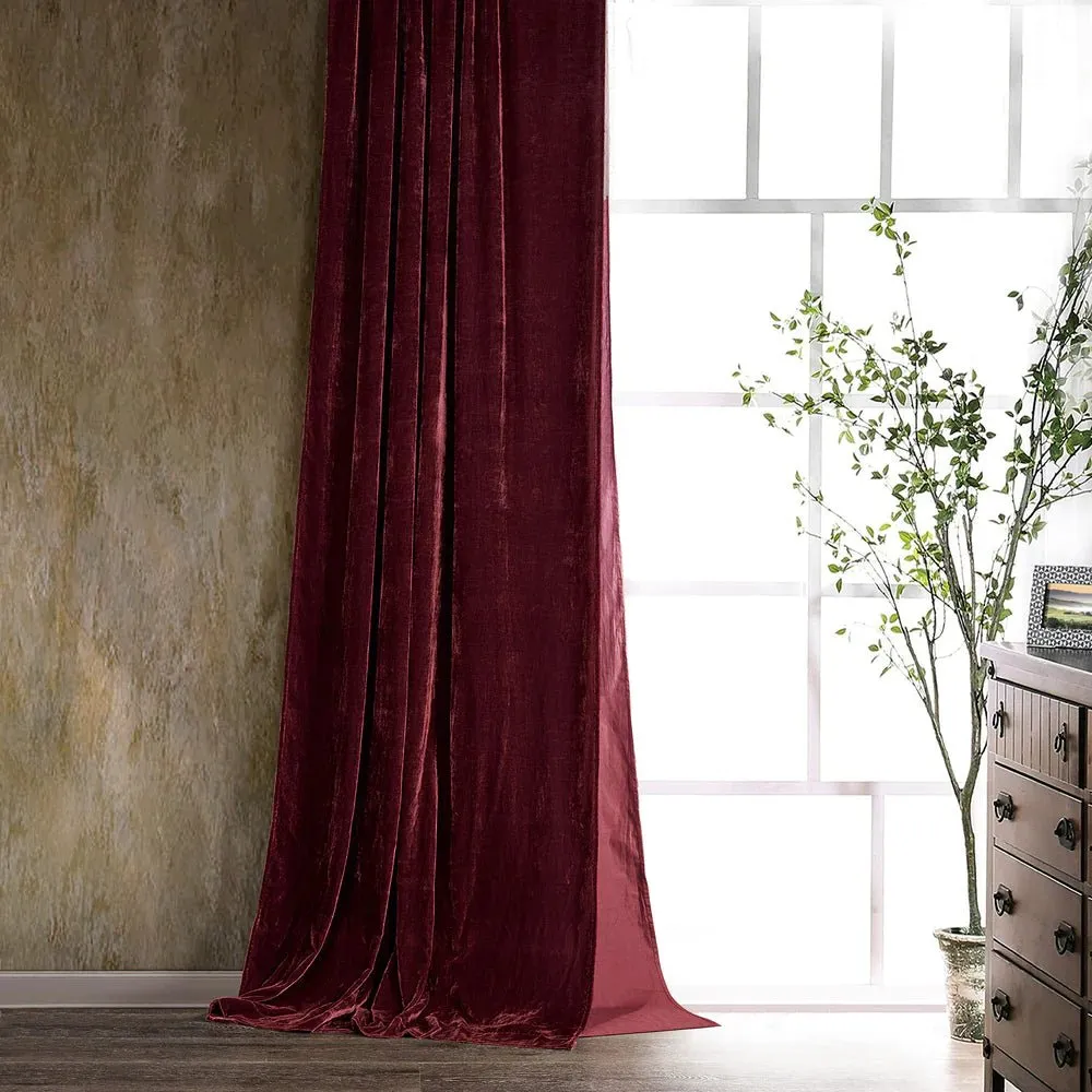 Luxurious Faux Silk Velvet Curtain - 10 Colors