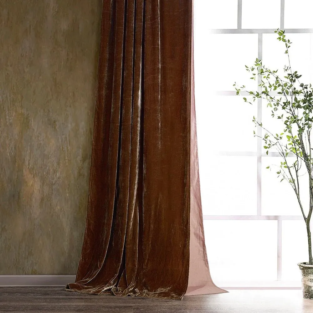 Luxurious Faux Silk Velvet Curtain - 10 Colors