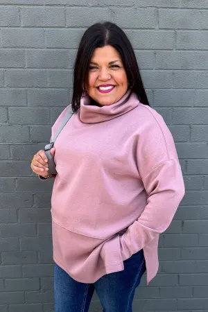 Mauve Cozy Cowl Neck Pullover