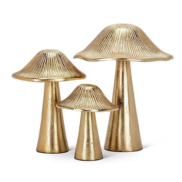 Medium Ribbed Mushroom - Gold - 6"H