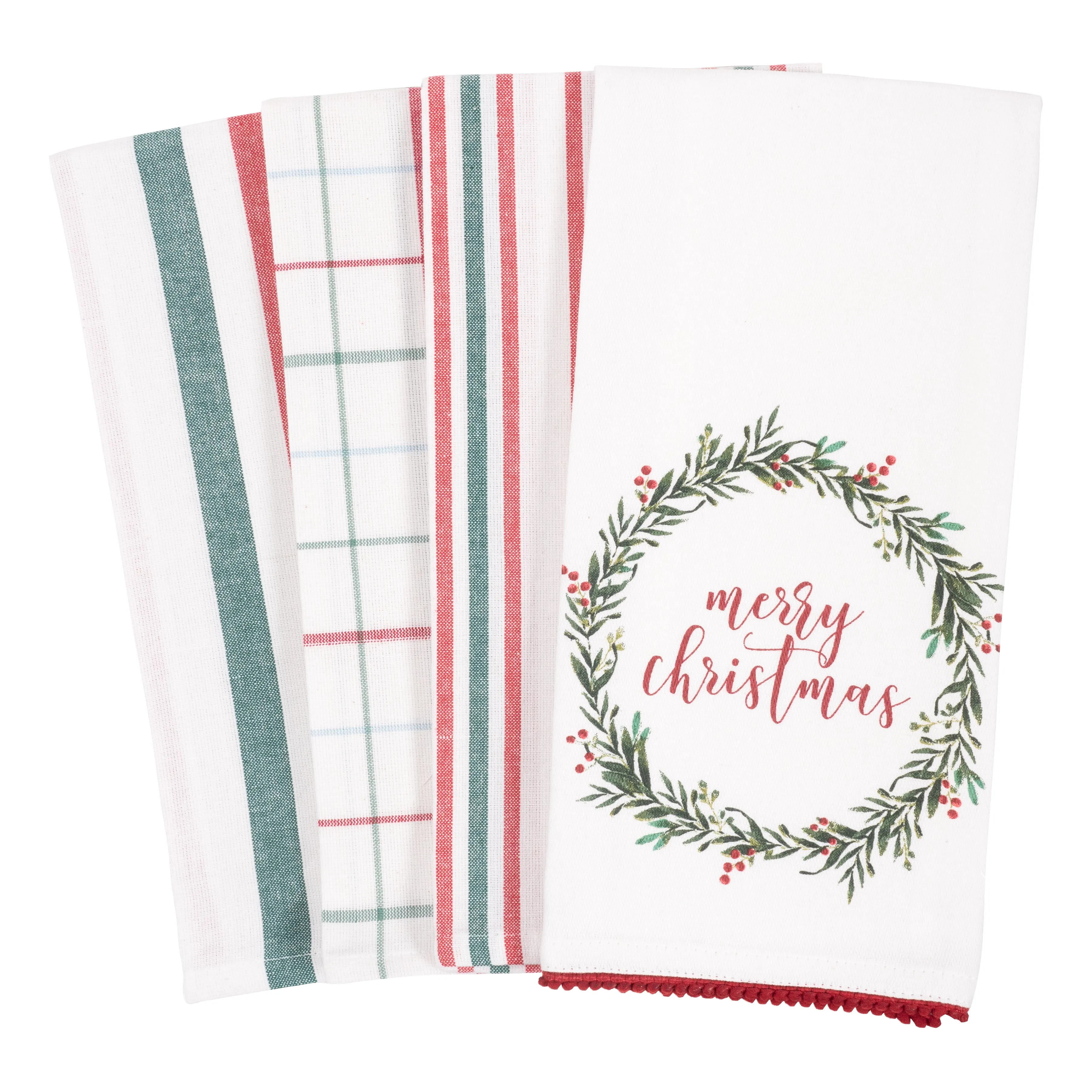 Merry Christmas Wreath - Kitchen Towel Set of 4